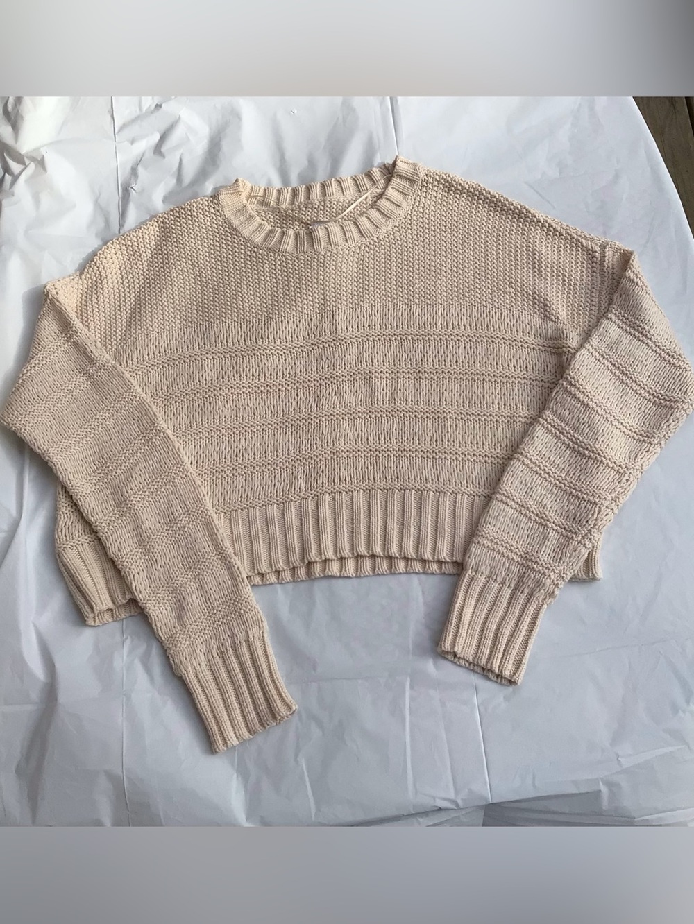 Coastal Grandmother Cropped Knit Sweater